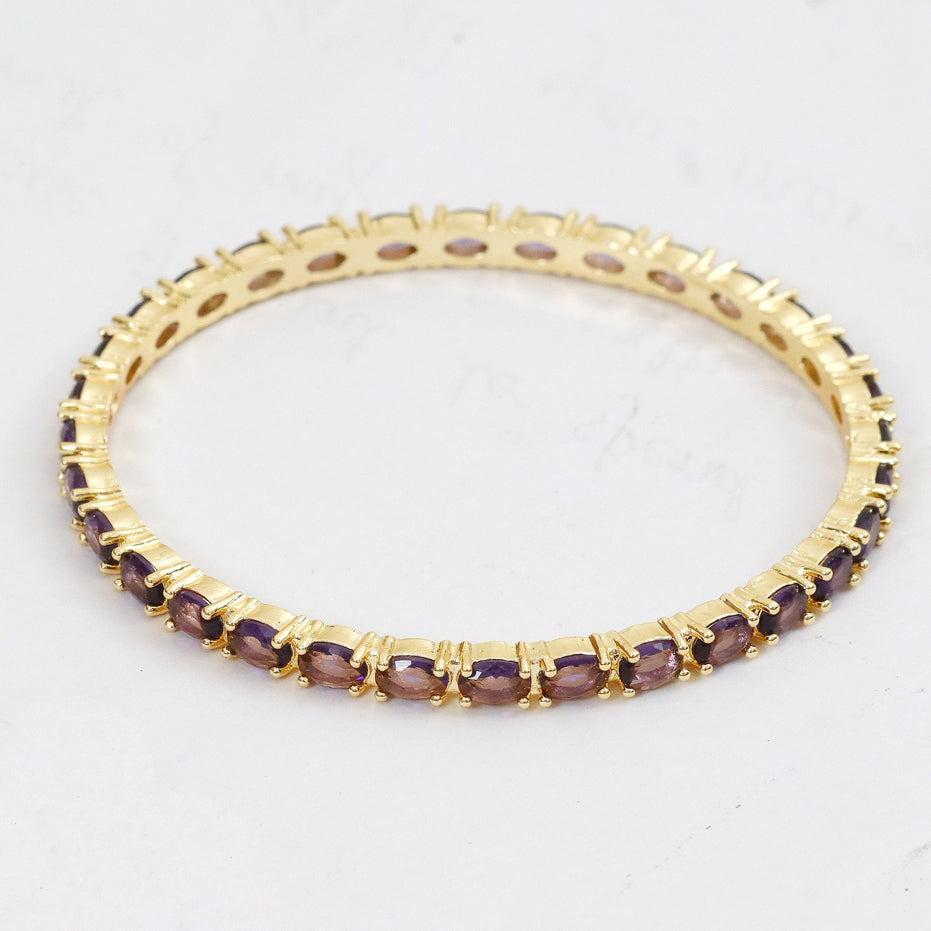 Gold Plated American Diamond Leaf Charm Pattern Designer Bangles Set - Pack of 6