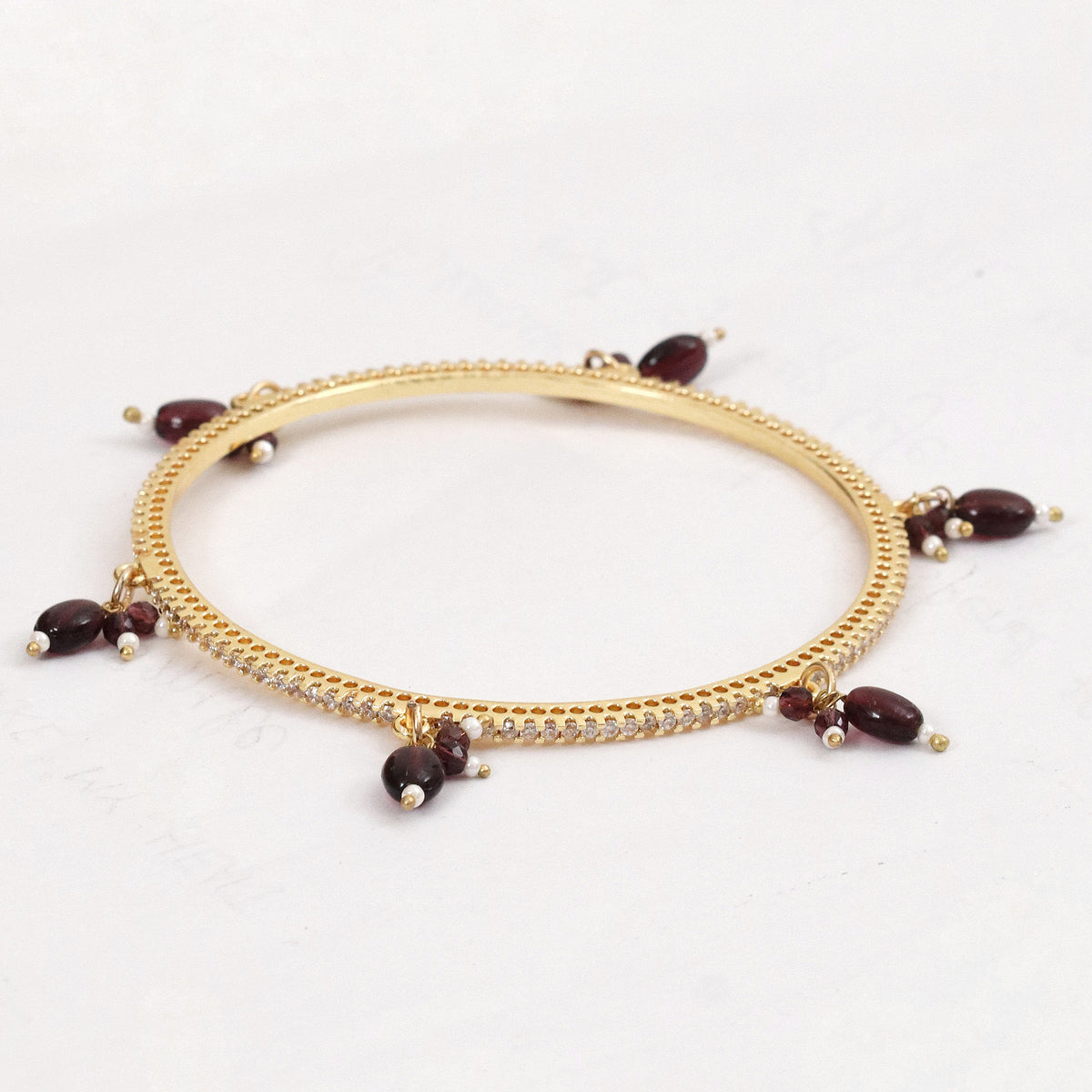 Gold Plated American Diamond Leaf Charm Pattern Designer Bangles Set - Pack of 6
