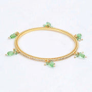 Gold Plated American Diamond Beaded Charm Pattern Designer Bangles Set (Pack of 4)