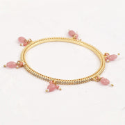 Gold Plated American Diamond Beaded Charm Pattern Designer Bangles Set (Pack of 4)