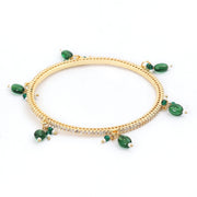 Gold Plated American Diamond Beaded Charm Pattern Designer Bangles Set (Pack of 4)