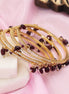 Gold Plated American Diamond Beaded Charm Pattern Designer Bangles Set (Pack of 4)
