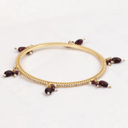 Gold Plated American Diamond Beaded Charm Pattern Designer Bangles Set (Pack of 4)