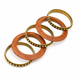 Antique Gold Plated Sheesham Wood & Beaded Bangle Set with Textured Pattern - Pack of 5