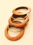 Antique Gold Plated Sheesham Wood Bangle Set with Textured Pattern and Oval Accent Design - Pack of 5