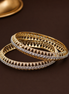 Geometric Pattern Stone Studded Bangles Set - Pack of 2