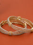 Dual Tone Gold & Silver Plated Floral Lattice AD Bangles Set -  Pack of 2