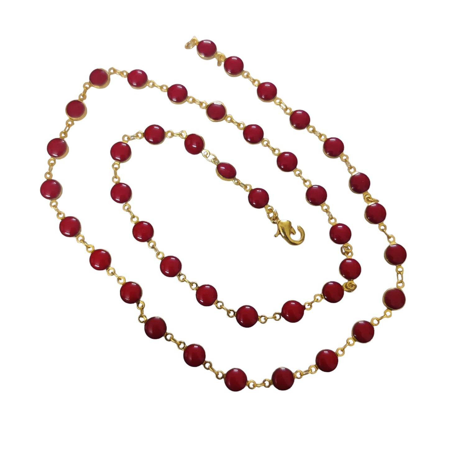 Micro Gold Plated Red Beaded Chain