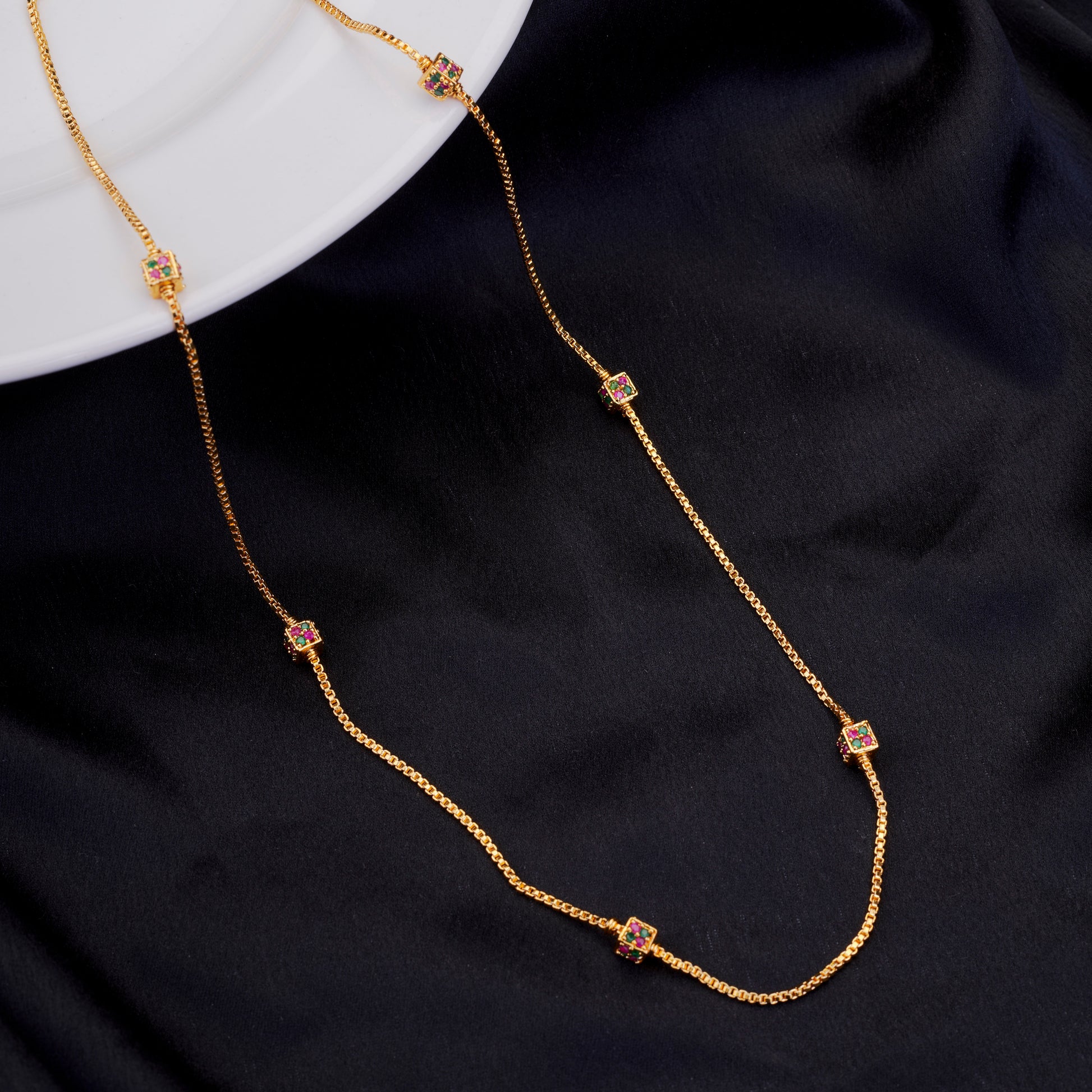 Square Gold Plated Ball Chain - Opal Touch