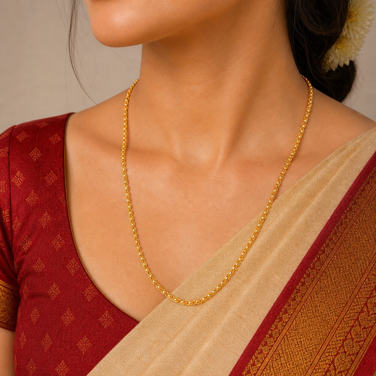 Classic Flat Weave Gold Plated Chain