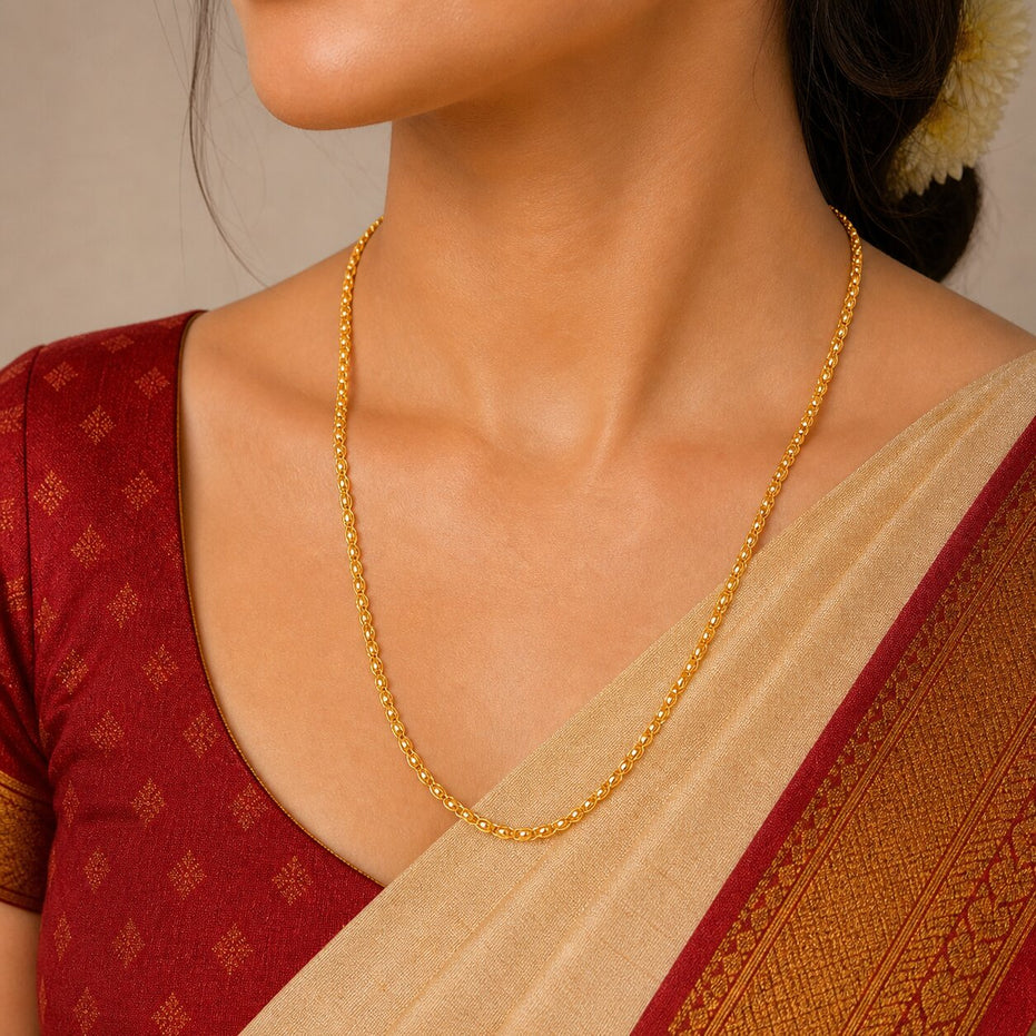 Classic Flat Weave Gold Plated Chain