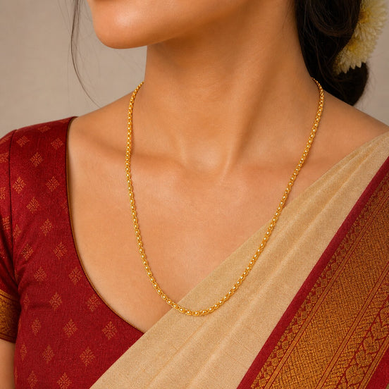 Classic Flat Weave Gold Plated Chain