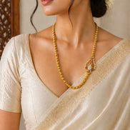 Gold Plated Peacock Design CZ Temple Chain