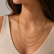Tri-Layered Traditional Gold Plated Chain