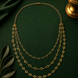 Gold Plated Triple Layer Clover & Square Pattern Designer Necklace