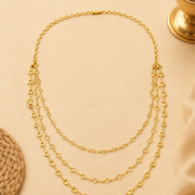 Gold Plated Triple Layer Clover & Square Pattern Designer Necklace