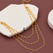 Elegant Multi-Layer Floral Link Chain Necklace with Delicate Charm Pattern