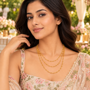 Elegant Multi-Layer Floral Link Chain Necklace with Delicate Charm Pattern