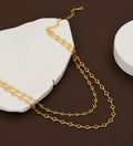 Beautiful Double-Strand Necklace with Clover-Inspired Link Detailing