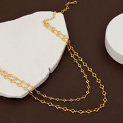 Beautiful Double-Strand Necklace with Clover-Inspired Link Detailing