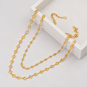 Beautiful Double-Strand Necklace with Clover-Inspired Link Detailing