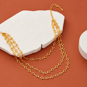 Chic Multi-Layer Necklace with Delicate Floral Link Chain Design