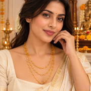Chic Multi-Layer Necklace with Delicate Floral Link Chain Design