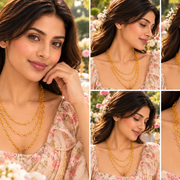 Chic Multi-Layer Necklace with Delicate Floral Link Chain Design