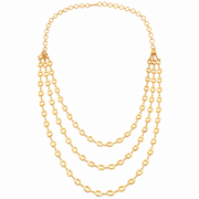 Classic Multi-Strand Necklace with Intricate Geometric Rectangular Link Pattern