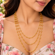 Classic Multi-Strand Necklace with Intricate Geometric Rectangular Link Pattern