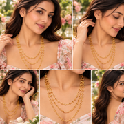 Classic Multi-Strand Necklace with Intricate Geometric Rectangular Link Pattern