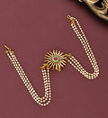 Elegant Multi-Strand Pearl Juda Pin with Intricate Sunburst Ornament