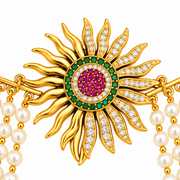 Elegant Multi-Strand Pearl Juda Pin with Intricate Sunburst Ornament