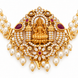 Traditional Lakshmi Goddess Juda Pin with Triple Layer Pearl Chains and Kundan Stonework