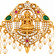 Traditional Lakshmi Goddess Juda Pin with Triple Layer Pearl Chains and Kundan Stonework