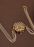 Elegant Peacock Juda Pin with Multicolour Stonework and Layered Pearl Chains