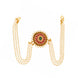 Traditional Sunburst Juda Pin with Triple Pearl Chains and Multicolour Stone Embellishments