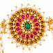 Traditional Sunburst Juda Pin with Triple Pearl Chains and Multicolour Stone Embellishments