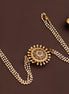 Traditional Round Sunburst Juda Pin with Triple Pearl Chains and Multicolour Stonework