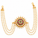 Traditional Round Sunburst Juda Pin with Triple Pearl Chains and Multicolour Stonework
