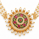 Traditional Round Sunburst Juda Pin with Triple Pearl Chains and Multicolour Stonework