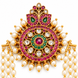 Royal Ethnic Juda Pin with Circular Gemstone Medallion, Pearl Drops and Triple Pearl Chains
