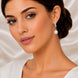 Rhodium Plated Leaf Design Pearl Drop Earrings