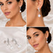 Rhodium Plated Leaf Design Pearl Drop Earrings