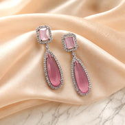 Rhodium Plated Geometric Teardrop Drop Earrings