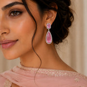 Rhodium Plated Geometric Teardrop Drop Earrings
