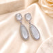 Rhodium Plated Geometric Teardrop Drop Earrings