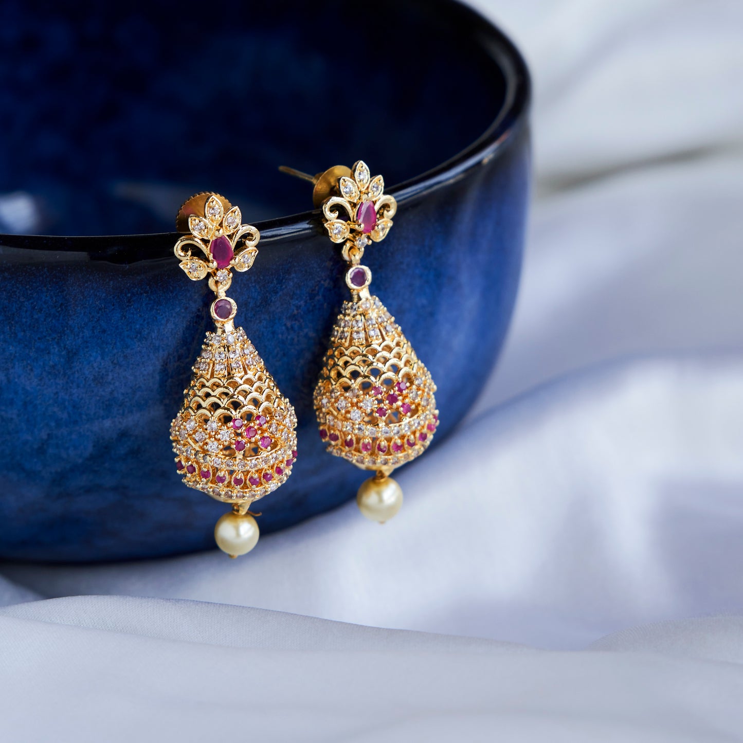 Opulent Crimson Sparkle Earrings