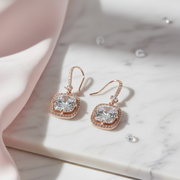 Square Rose Gold Hook Back Earrings