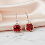 Square Rose Gold Hook Back Earrings